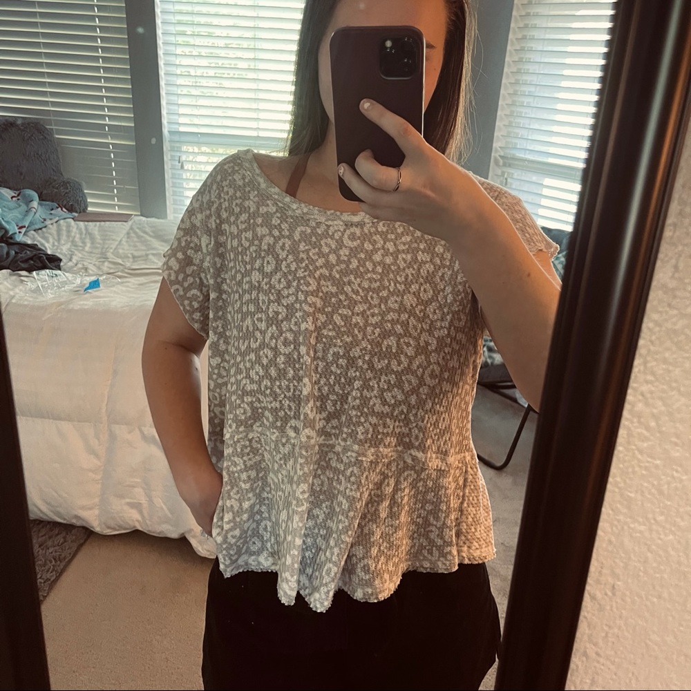 3 for $30 Altar’d State Cheetah Print Waffle Top - Picture 7 of 11